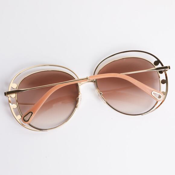 CHLOE Delilah Double Rimmed Gradient Sunglasses, Gold + Pink Frames - Picture 15 of 15
